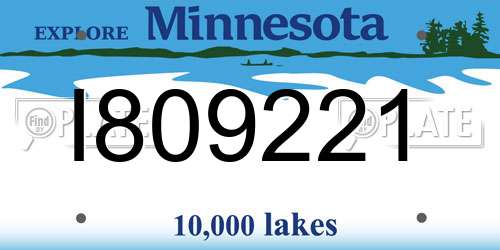 I809221 Minnesota License Plate