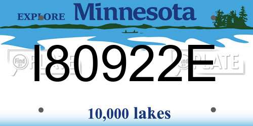 I80922E Minnesota License Plate
