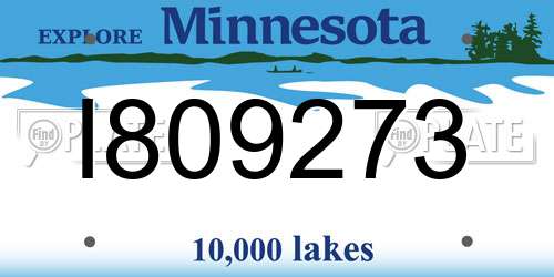I809273 Minnesota License Plate
