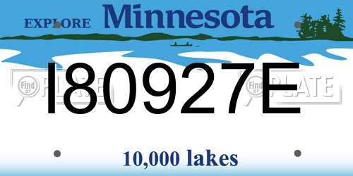 I80927E Minnesota License Plate