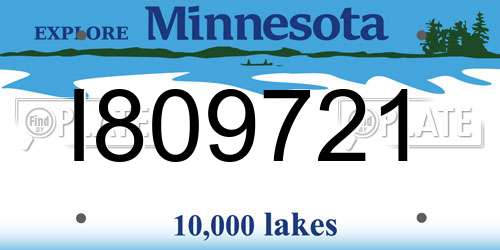 I809721 Minnesota License Plate
