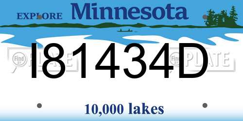 I81434D Minnesota License Plate