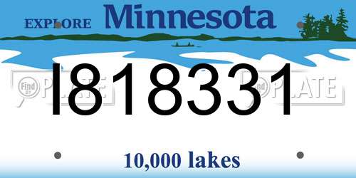 I818331 Minnesota License Plate