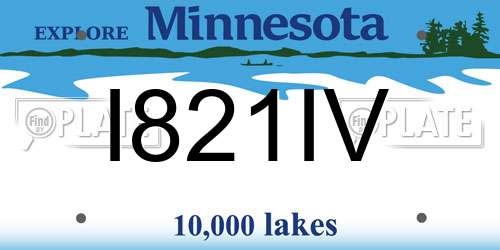 I821IV Minnesota License Plate
