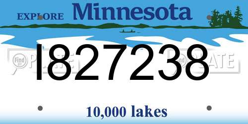 I827238 Minnesota License Plate