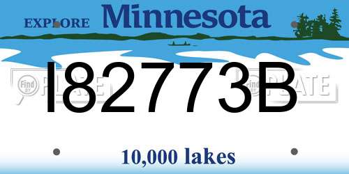 I82773B Minnesota License Plate
