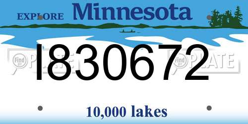 I830672 Minnesota License Plate