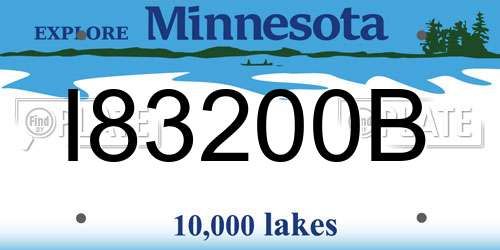 I83200B Minnesota License Plate