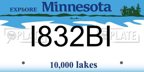 I832BI Minnesota License Plate