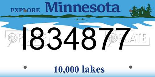 I834877 Minnesota License Plate