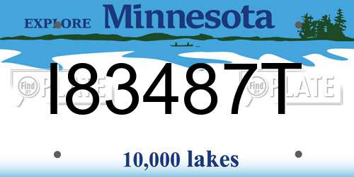 I83487T Minnesota License Plate