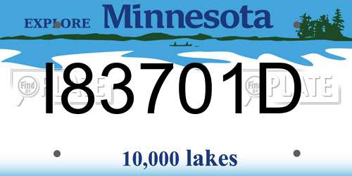 I83701D Minnesota License Plate
