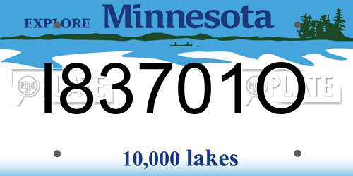I83701O Minnesota License Plate