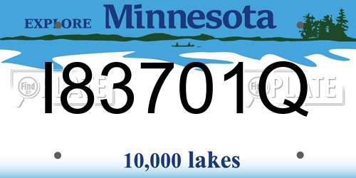I83701Q Minnesota License Plate
