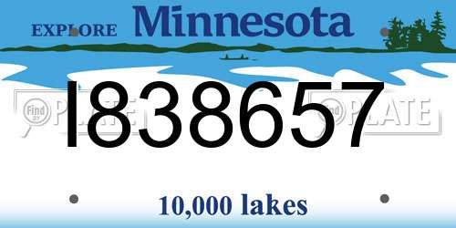 I838657 Minnesota License Plate