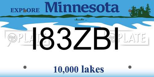I83ZBI Minnesota License Plate