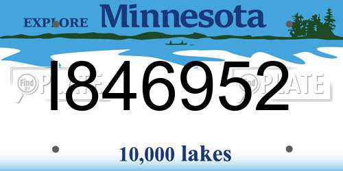 I846952 Minnesota License Plate