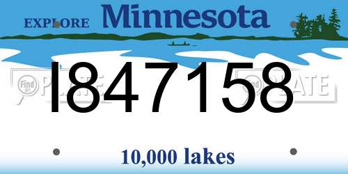 I847158 Minnesota License Plate