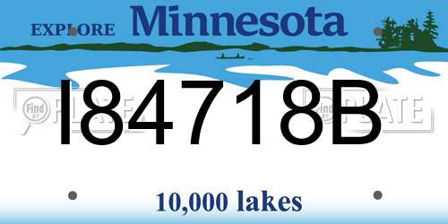 I84718B Minnesota License Plate