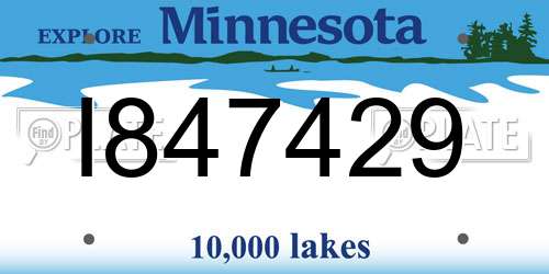 I847429 Minnesota License Plate