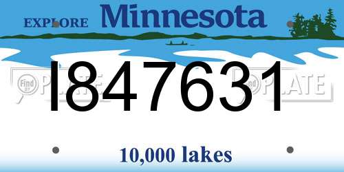 I847631 Minnesota License Plate