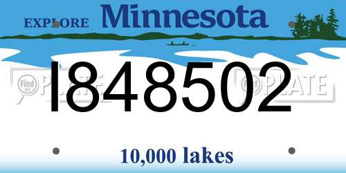 I848502 Minnesota License Plate