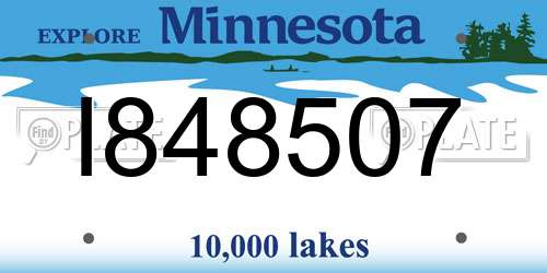 I848507 Minnesota License Plate