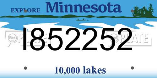 I852252 Minnesota License Plate