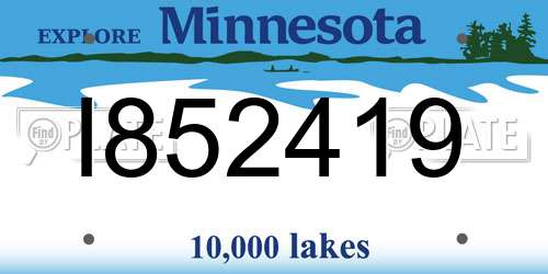 I852419 Minnesota License Plate