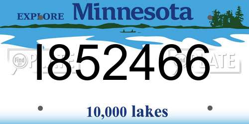 I852466 Minnesota License Plate