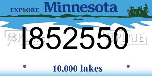I852550 Minnesota License Plate