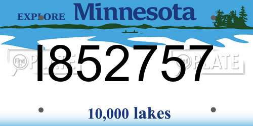 I852757 Minnesota License Plate