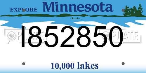 I852850 Minnesota License Plate