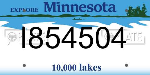 I854504 Minnesota License Plate