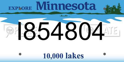 I854804 Minnesota License Plate