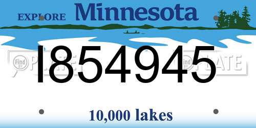I854945 Minnesota License Plate