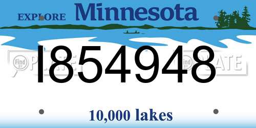 I854948 Minnesota License Plate