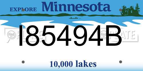 I85494B Minnesota License Plate