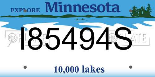 I85494S Minnesota License Plate