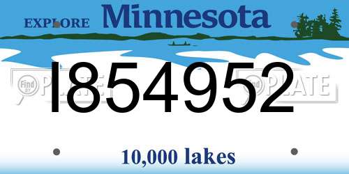I854952 Minnesota License Plate