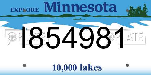 I854981 Minnesota License Plate
