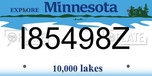 I85498Z Minnesota License Plate