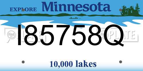 I85758Q Minnesota License Plate