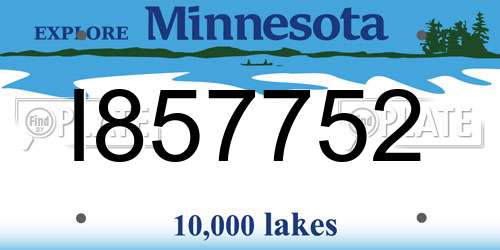 I857752 Minnesota License Plate