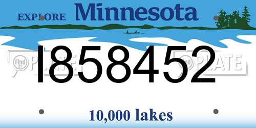 I858452 Minnesota License Plate