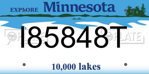 I85848T Minnesota License Plate