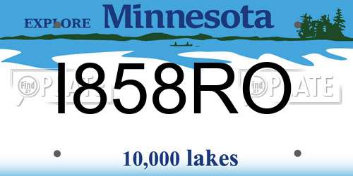 I858RO Minnesota License Plate