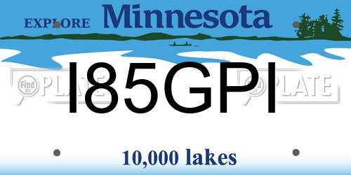 I85GPI Minnesota License Plate