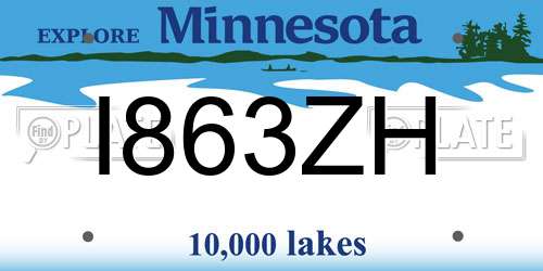 I863ZH Minnesota License Plate