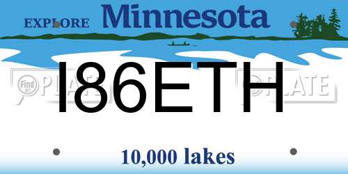 I86ETH Minnesota License Plate
